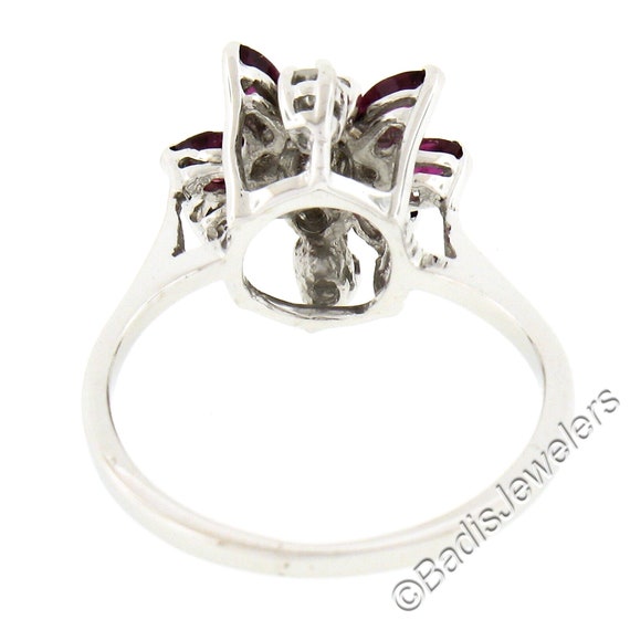 Vintage 14K White Gold 0.80ctw Marquise Cut Ruby … - image 6