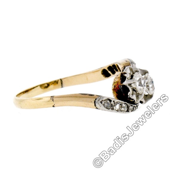 Antique Edwardian 14K Yellow Gold & Platinum Top … - image 8