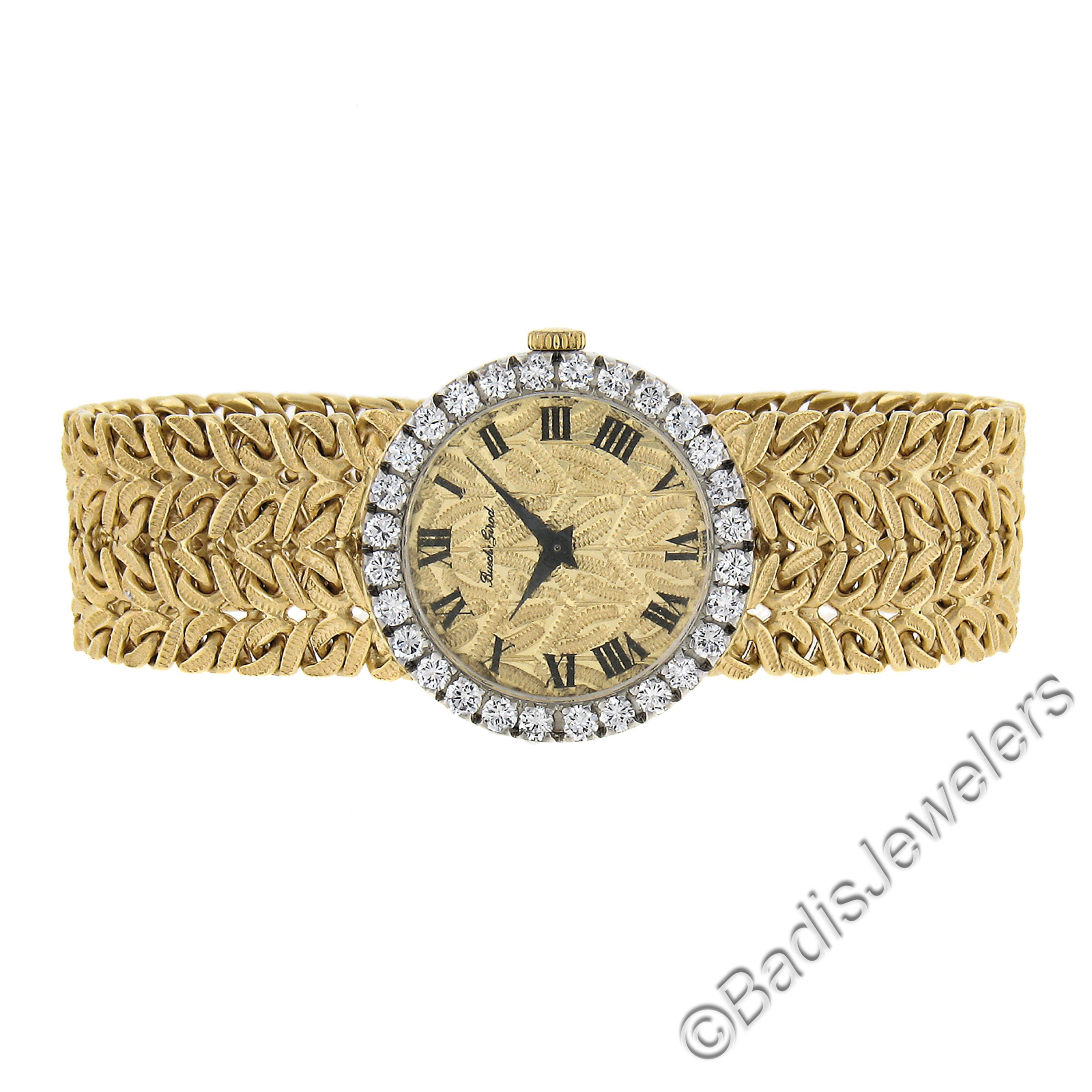 Vintage Bueche Girod 18k Yellow Gold 17j Mechanical Round Diamond Wrist Watch Bracelet Etsy UK