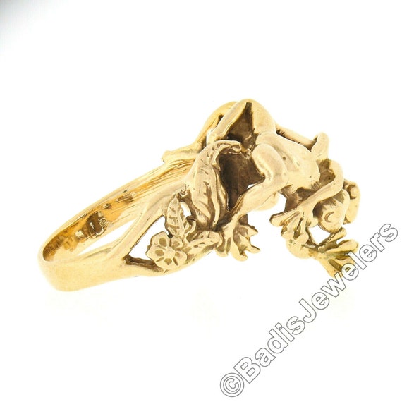 Vintage Unique 14k Yellow Gold High Profile Detai… - image 7