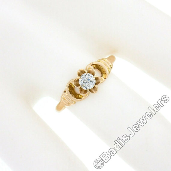 Antique Victorian 10k Yellow Gold 0.25ctw Old Eur… - image 3