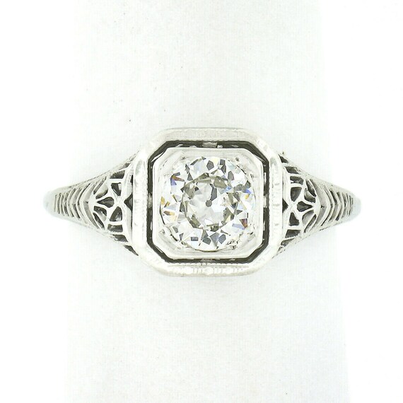 Antique Art Deco 18k White Gold Old European Cut … - image 3