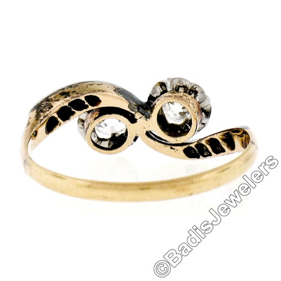 Antique Edwardian 14K Yellow Gold & Platinum Top … - image 9