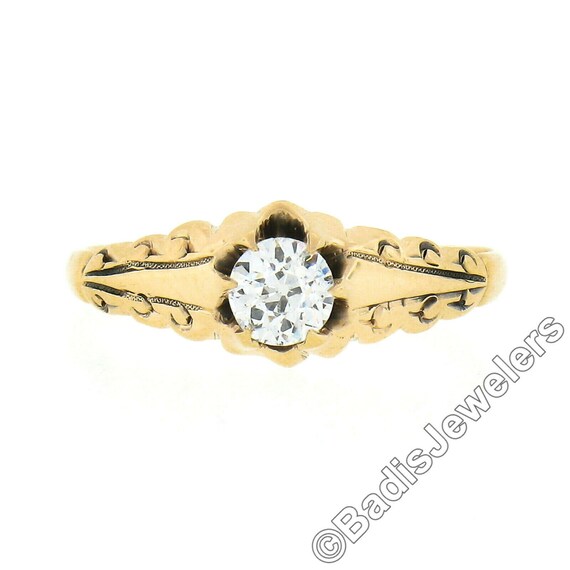 Antique Victorian 14k Rosy Yellow Gold 0.30ctw Ol… - image 4