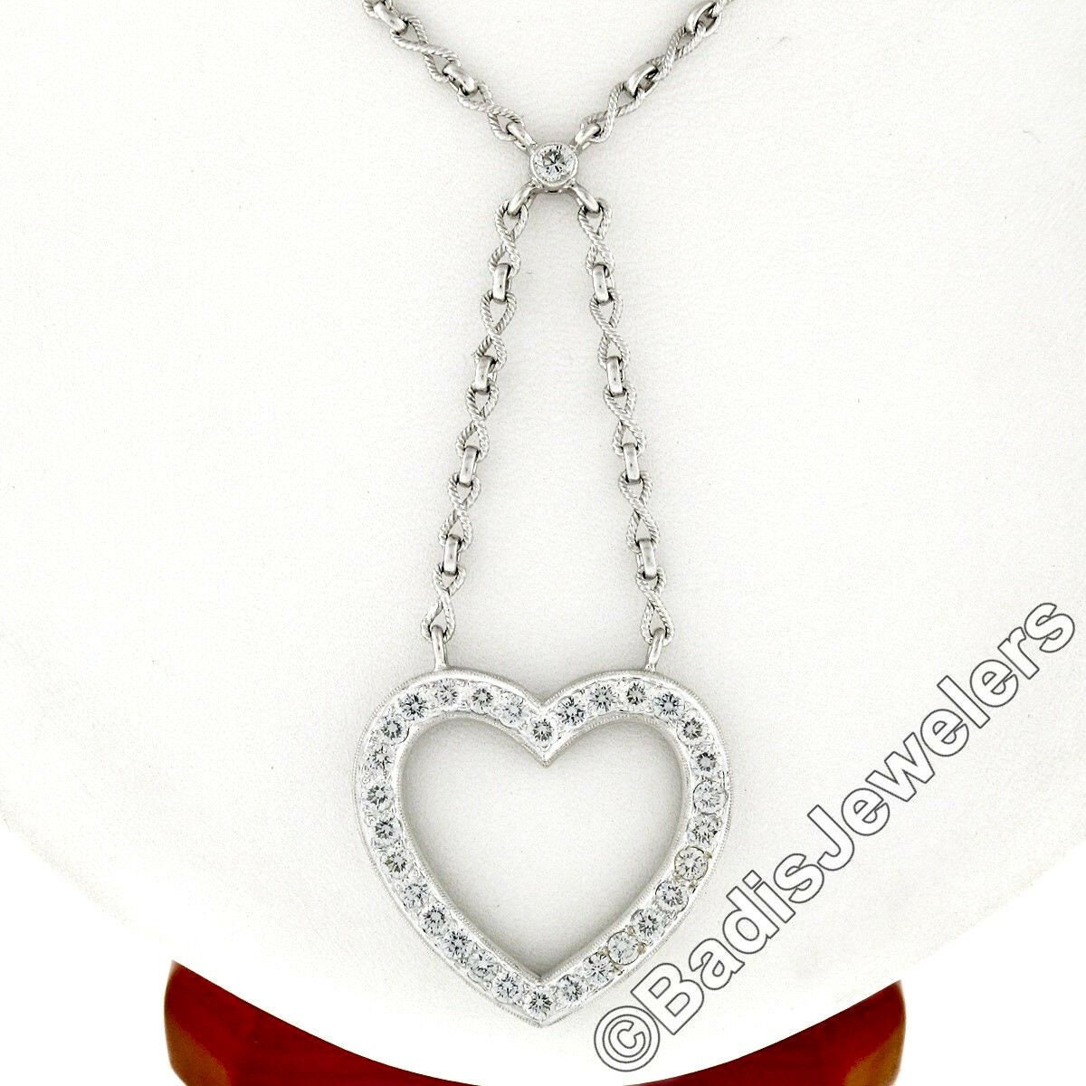 Tiffany and Co Large Heart Locket Pendant Sterling Silver Estate Necklace  at 1stDibs