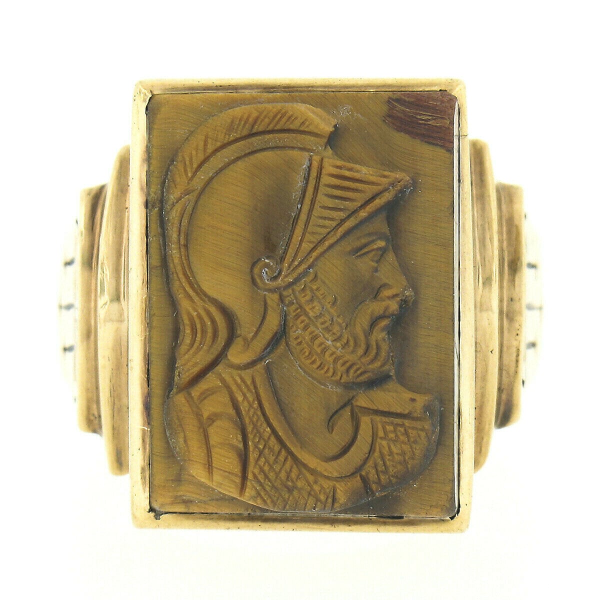 アクセサリー vintage 9ct gold Tiger Eye Cameo ring C. 1900 Vintage Tiger Eye Cameo Ring in 9kt Yellow Gold