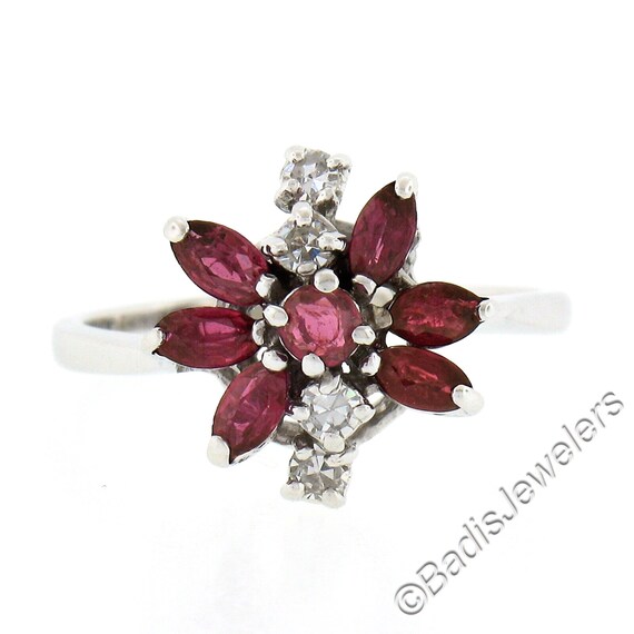 Vintage 14K White Gold 0.80ctw Marquise Cut Ruby … - image 4