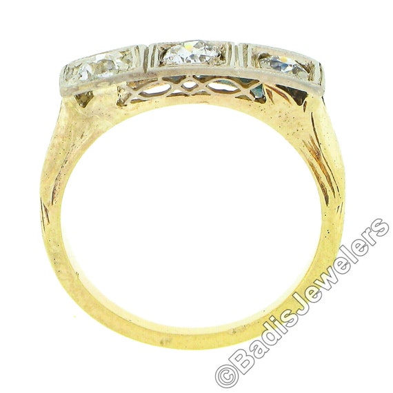 Antique Edwardian 14K Two Tone Gold 0.52ctw Old E… - image 6