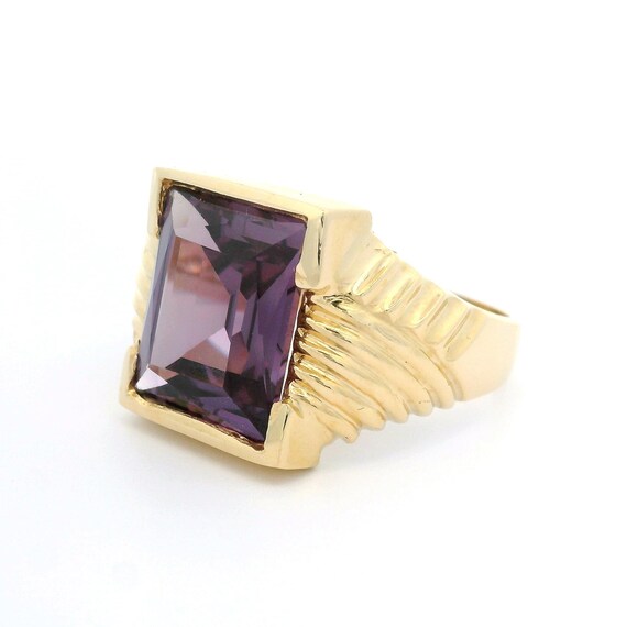 Vintage Retro Men's Synthetic Alexandrite W/ Groo… - image 8