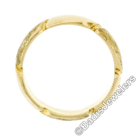 Unisex Vintage 14k Yellow Gold 6mm Domed Grooved … - image 7