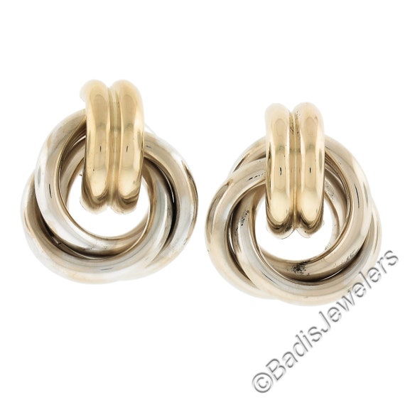 Simple 14k Two Tone Gold Polished Open knot Tube … - image 5