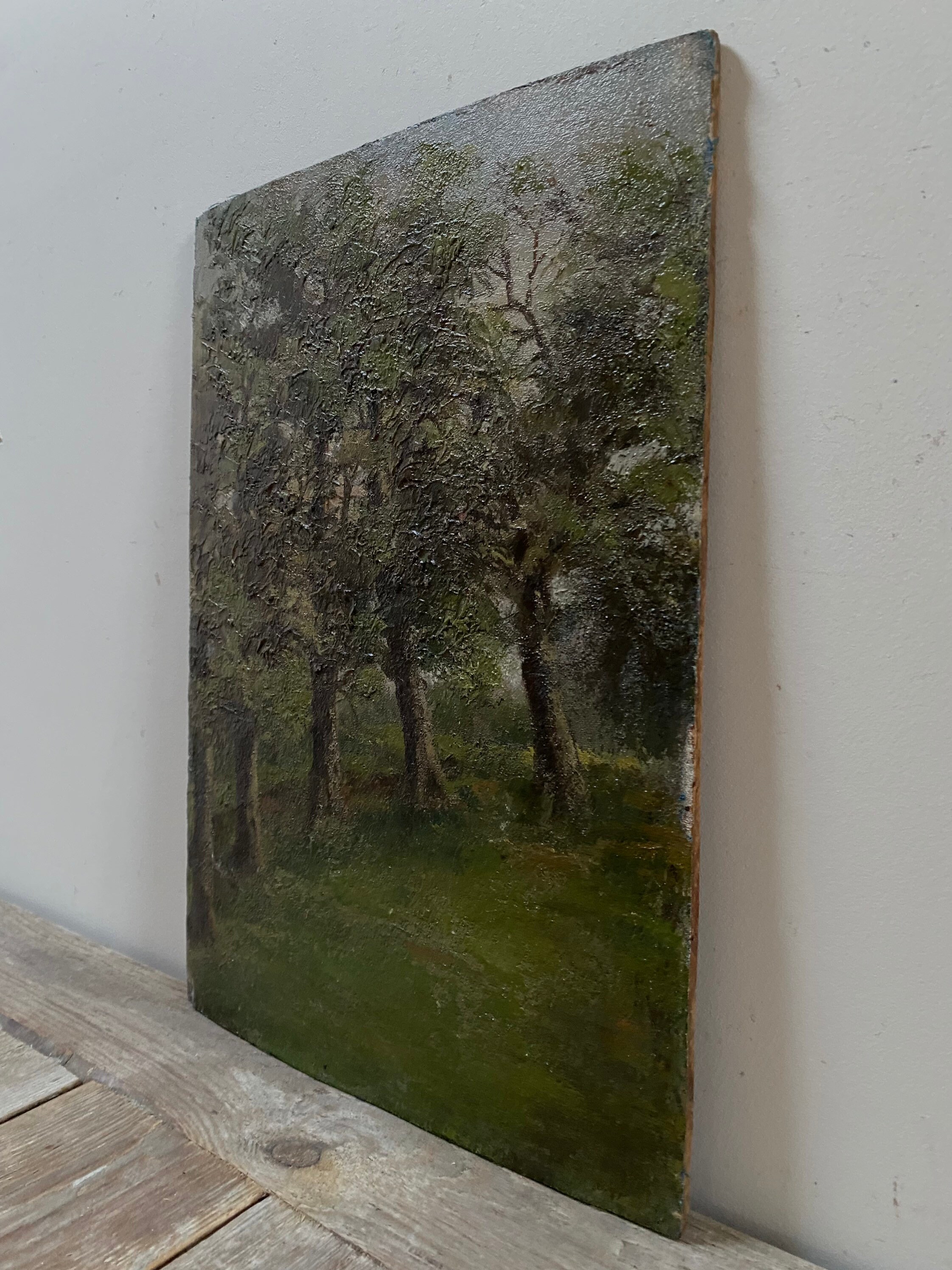 1940s Shabby French Oil Painting Trees Oil Painting Warped Etsy