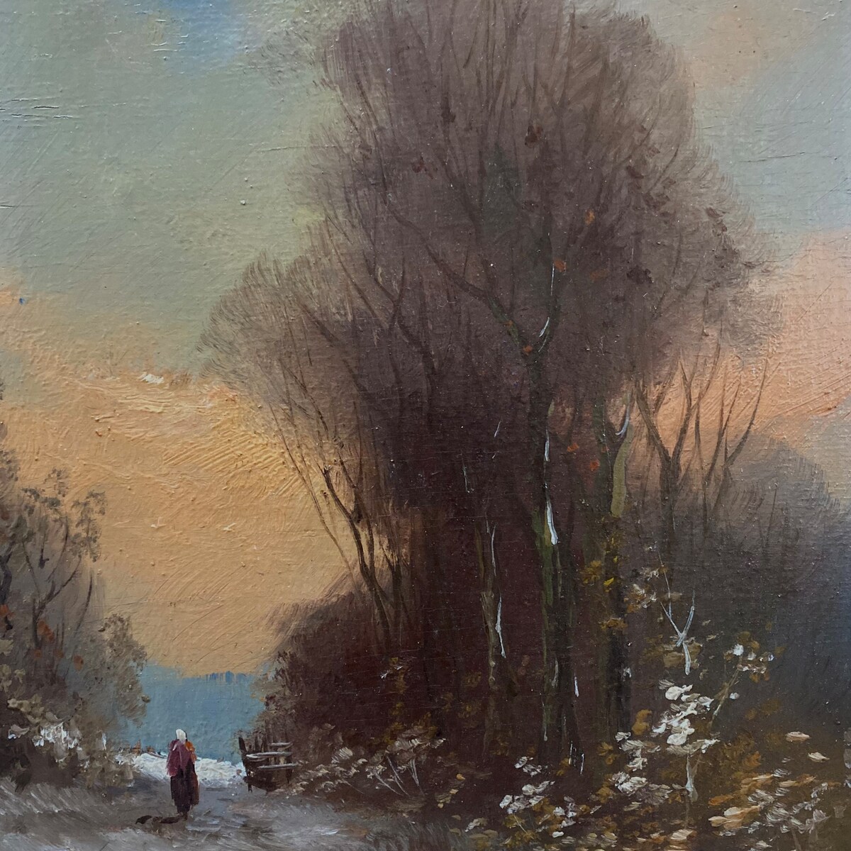 Antique Winter Landscape Oil Painting Antique Dark Country - Etsy
