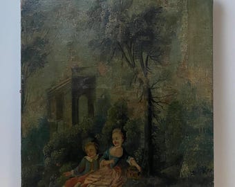 フランスアンティーク　1800年代　ポートレート　肖像画　オイルペインティング フランスアンティーク 1800年代 ポートレート 肖像画 オイルペイン