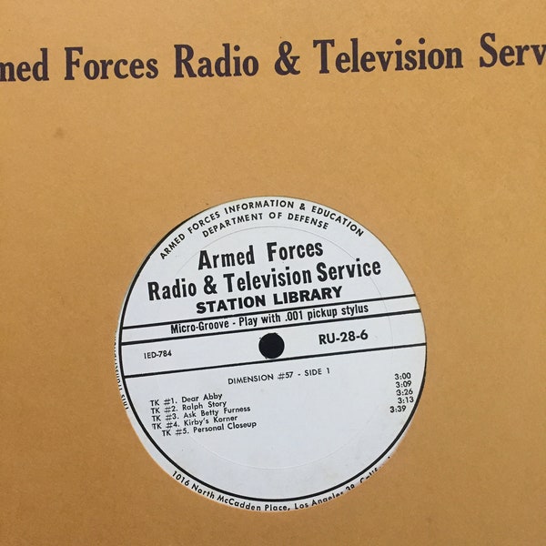 Armed Forces Radio & Television Services Radio Transcription Various Artists Record Album