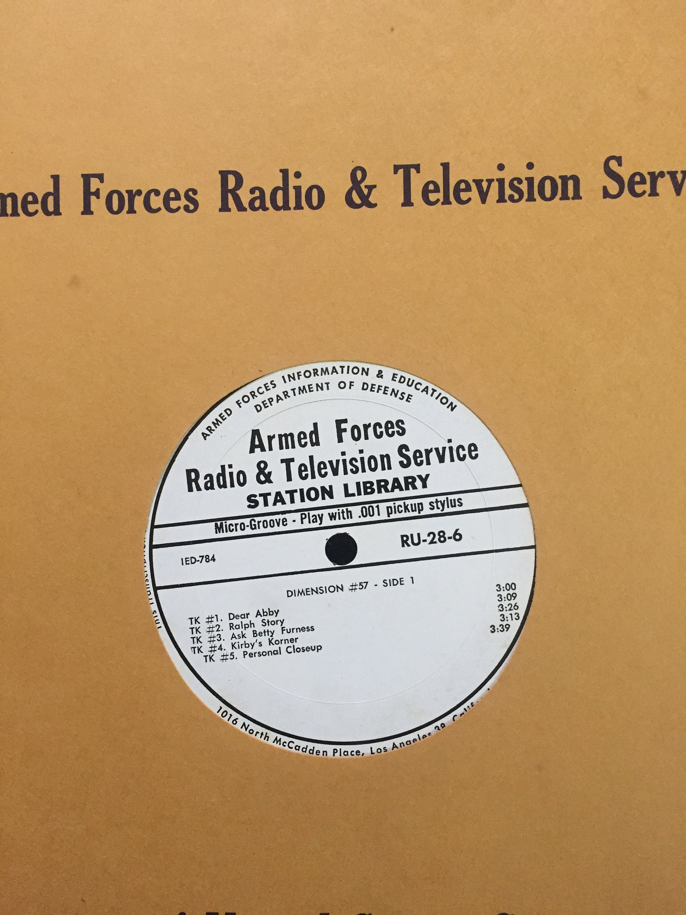 Armed Forces Radio & Television Services Radio Transcription Various Artists Record Album