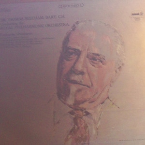 May include: Album cover featuring a painted portrait of a distinguished older man in a suit and tie. The text includes "Sir Thomas Beecham, Bart. CH" and "Royal Philharmonic Orchestra". The album is labeled "Stereo".