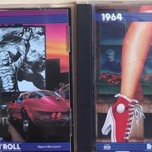 May include: Two CD cases featuring retro album art. One case is labeled "1963 Still Rockin'" with a monster graphic and a red car. The other is labeled "1964" with legs in red high-top sneakers. Both cases have "The Rock 'N' Roll Era" text.