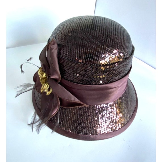 Vintage Tuscany Cloche Style Hat Sequins Flowers … - image 3