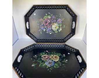 Vintage Trays Hand Painted Nashco New York Set of two