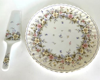 Assiette à gâteau de mariage et emporte-pièces à motif floral Grace Exceed Bon