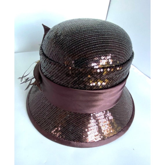 Vintage Tuscany Cloche Style Hat Sequins Flowers … - image 2