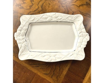 Lenox Vanity Cherish Tray Embossed Flowers Floral Faux Pearl Trinket Plate Dish