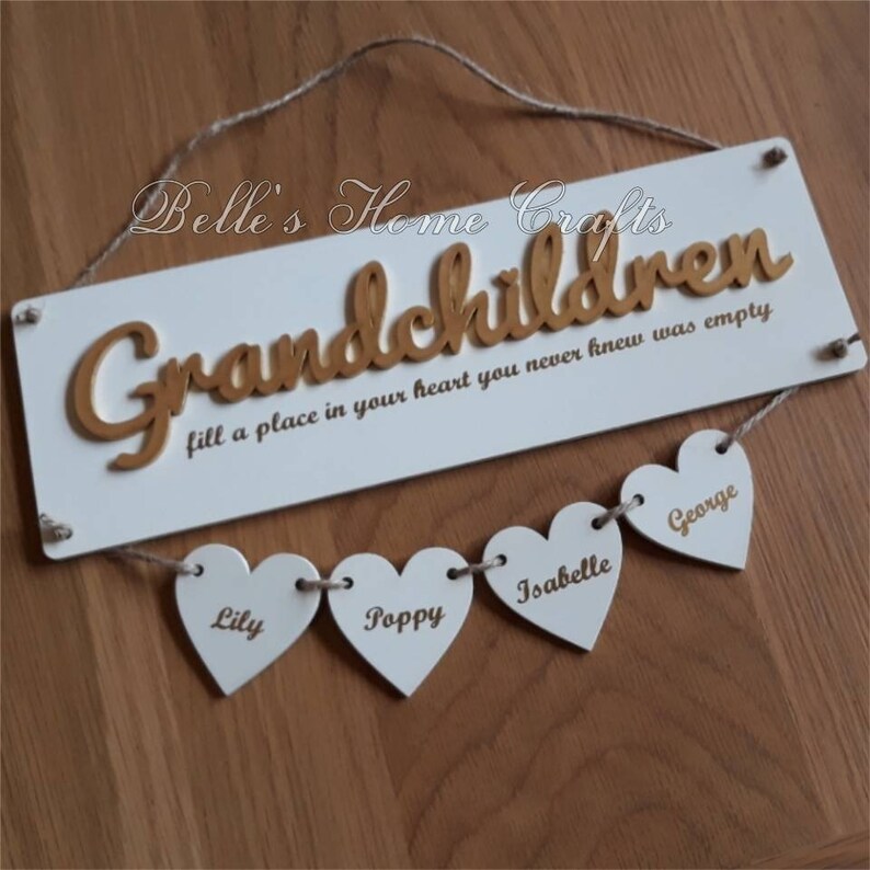 Grandchildren Sign Grandchildren Plaque With Hearts Etsy UK