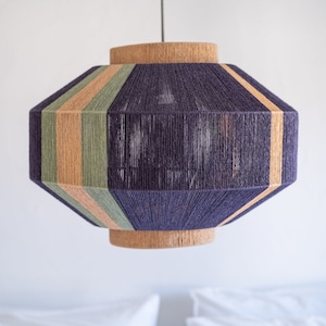Japanese Handmade Art Deco Lamp, Paper String Pendant Light, Floor Lamp, Woven Lamp,  Decorative Modern Retro Lamp, Macrame Geometric
