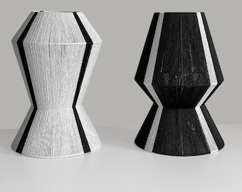 Modern Art Deco Geometric Shape Minimal Side Table Lamp Black and White