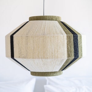Lampada Art Deco giapponese fatta a mano, lampada a sospensione con corda di carta, lampada da terra, lampada intrecciata, lampada retrò moderna decorativa, Macrame geometrico