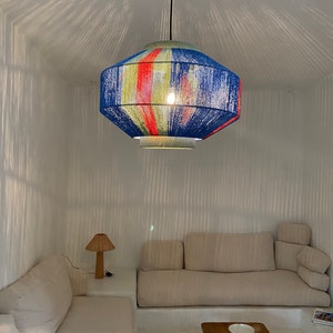 Japanese Handmade Art Deco Lamp, Paper String Pendant Light, Floor Lamp, Woven Lamp, Decorative Modern Retro Lamp, Macrame Geometric image 9