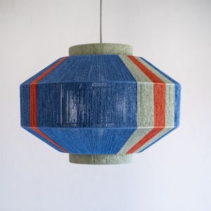 Lampada Art Déco giapponese fatta a mano, lampada a sospensione in corda di carta, lampada da terra, lampada intrecciata, lampada retrò moderna decorativa, macramè geometrico