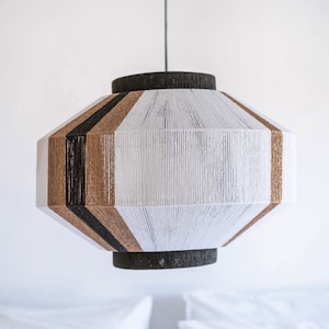 Japanese Handmade Art Deco Lamp, Paper String Pendant Light, Floor Lamp, Woven Lamp,  Decorative Modern Retro Lamp, Macrame Geometric