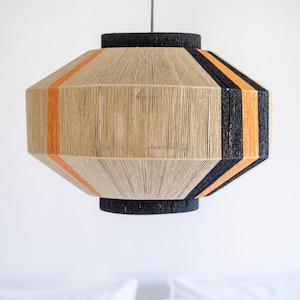 Japanese Handmade Art Deco Lamp , Paper String Pendant Light , Floor Lamp , Woven Lamp,  decorative modern retro lamp macrame geometric