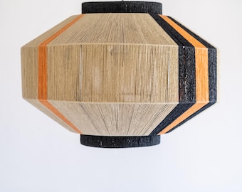 Japanese Art Deco Paper String Lamp: Handmade Geometric Pendant Light
