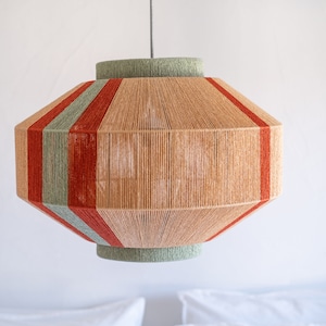 Japanese Handmade Art Deco Lamp, Paper String Pendant Light, Floor Lamp, Woven Lamp,  Decorative Modern Retro Lamp, Macrame Geometric