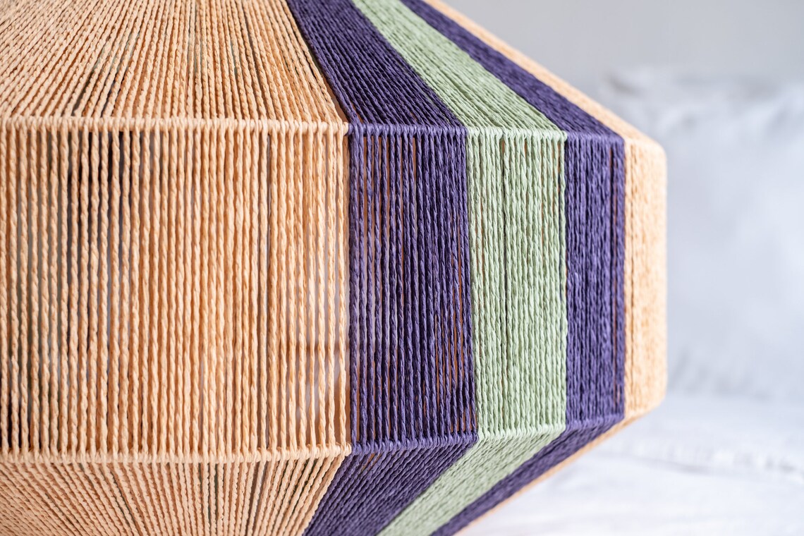 Japanese Art Deco Lamp: Handmade Paper String Pendant Light - Etsy