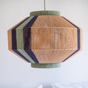 Lampada Art Deco giapponese fatta a mano, lampada a sospensione con corda di carta, lampada da terra, lampada intrecciata, lampada retrò moderna decorativa, Macrame geometrico