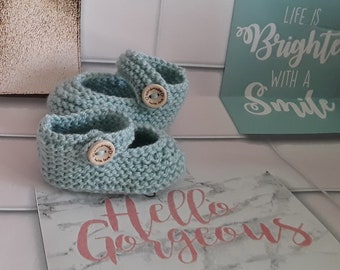 Hand Knitted - Mary Jane Shoes - 0-3 Months to 6-12 Months  - 47 Different Colours Available