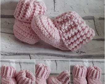 Hand Crocheted - Snug Booties - Premature to 6-9 Months  - 47 Different Colours Available