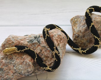 Black Snake Necklace Serpent Jewelry Serpent necklace Beaded Snake