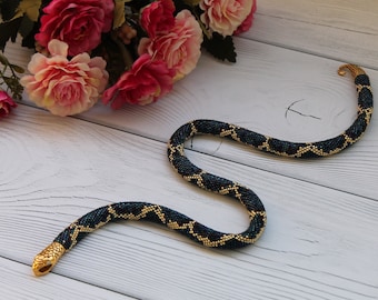 Perlen Häkeln Schlangen Halskette: Japanische Perlen Schlangen Schmuck