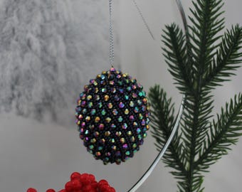 Handmade Beaded Glass Crystals Christmas Ornament Blue Crystal Crystal ball suncatcher