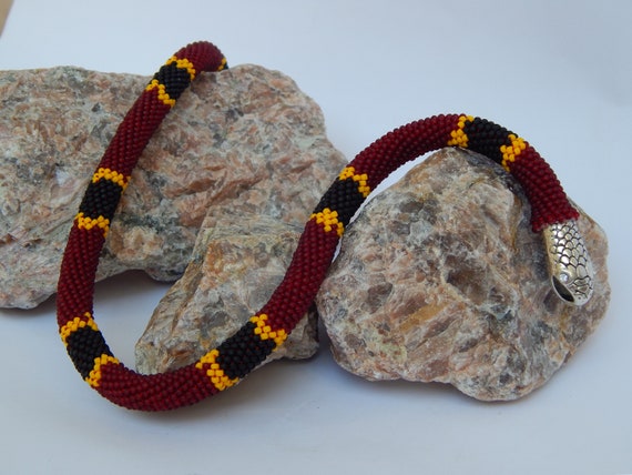 Snake Jewelry Halloween Necklace Snake Necklace Beaded Snake