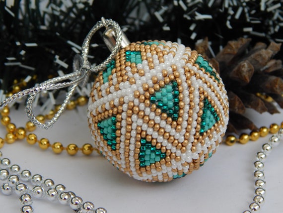 Christmas Ornaments Ball Decor Beaded Balls Gift For Wife Tree Etsy