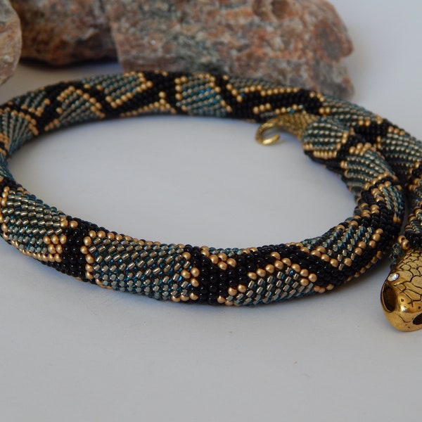PDF Pattern for Snake Necklace,Crochet necklace Handmade Beadwork,Rope Jewelry Beadweaving Crafter Gift,DIY seed bead crochet,PDF scheme