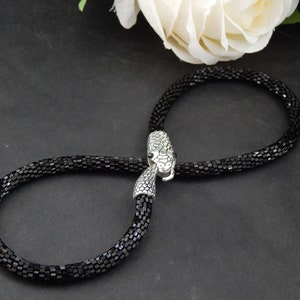 Snake Necklace Snake Choker Black snake necklace Gift for Women Python Jewelry Crochet Beaded snake Bead crochet Necklace Serpent necklace