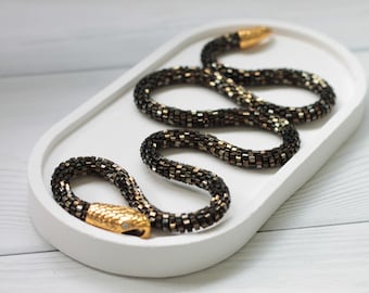 Perlen Gold Schlange Halskette Crochet Python Schmuck für Frauen