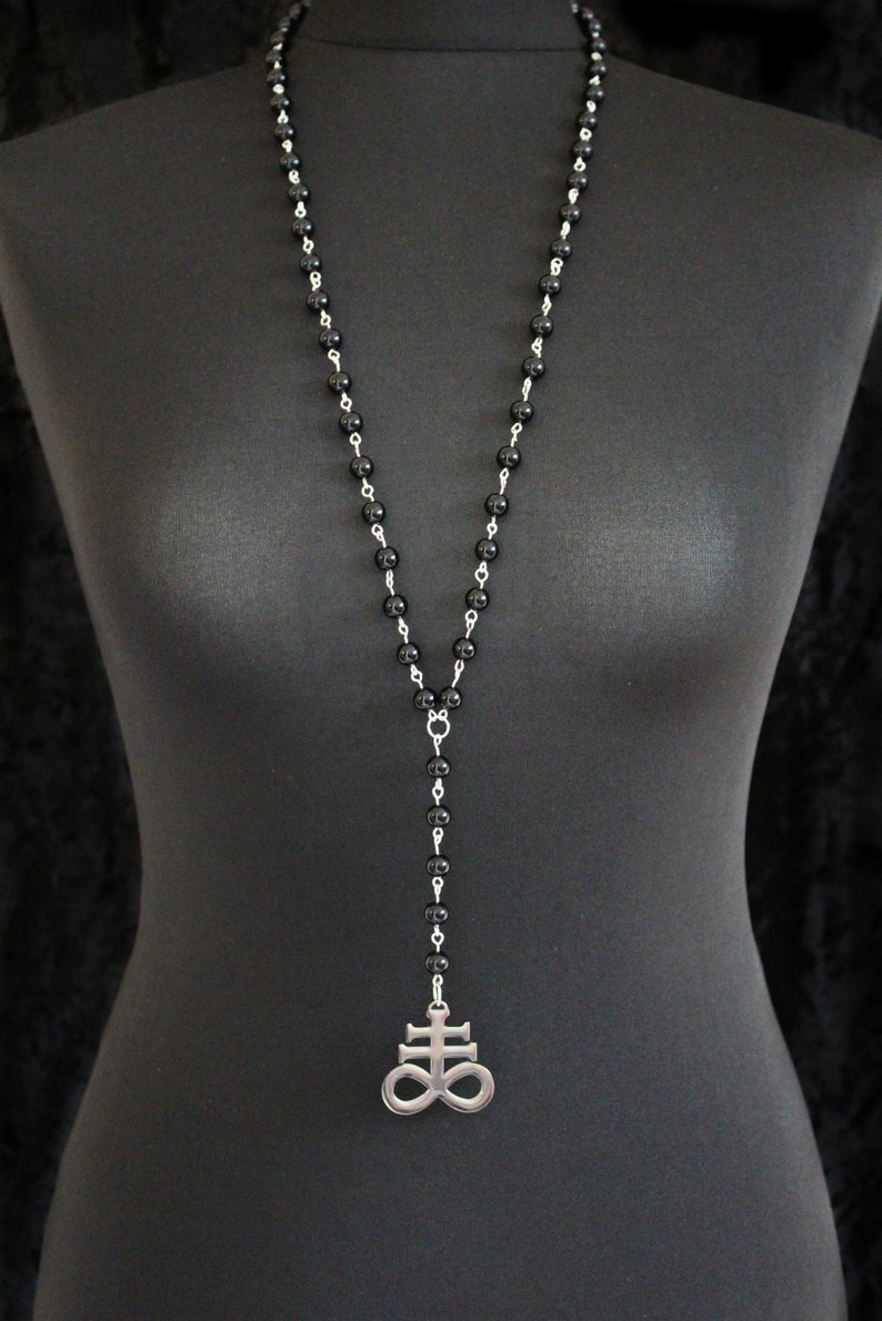Signature Black Onyx Rosary With Sigil of Leviathan 